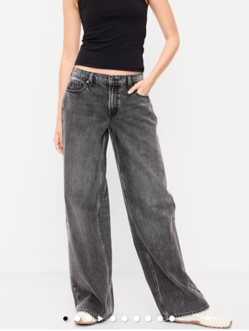 Old Navy Plus Size 22W Women's Low Rise Baggy Wide-Leg Jeans in Washed Black